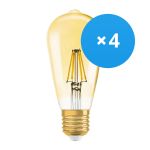 Multipack 4x Ledvance Vintage 1906 LED E27 Pera Chiara 6.5W 725lm - 824 Bianco Molto Caldo | Dimmerabile - Sostitua 55W
