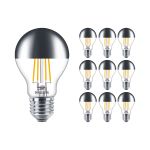 Multipack 10x Philips Classic LED Bulbo E27 Pera Mirror 7.2W 650lm 650lm - 827 Bianco Molto Caldo | Dimmerabile - Sostitutiva 60W