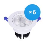 Multipack 6x Bright Choice Downlight LED Il Giro Inclinabile 15W 1200lm 60D - 930 Luce Calda -  | 135mm - Ritaglio 110mm - UGR <19