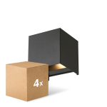 Multipack 4x D'Lite Luce Da Parete Elingen Aluminium Nero Up & Down 4.9W 480lm - 830 Luce Calda -  | IP65