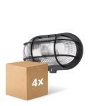Multipack 4x D'Lite Luce Da Parete Ecco Nero Ovale | IP44 - Adatto per 1x E27