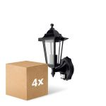 Multipack 4x D'Lite Luce Da Parete Helora Nero | IP44 - Adatto per 1x E27 - Sensore Di Movimento