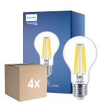 Multipack 4x Philips MASTER Value LED Bulbo E27 Pera Chiara 11.2W 1521lm - 927 Bianco Molto Caldo | Miglior resa cromatica - Dimmerabile - Sostitutiva 100W