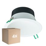 Multipack 4x Philips Downlight LED Coreline DN142B Aluminium Bianca 11W 1200lm 60D - 830 Luce Calda | Ritaglio 155mm - IP20 - Bianca Riflettore