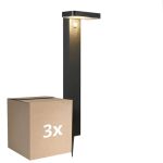 Multipack 3x Nordlux Solar Illuminazione da giardino Rica Piazza Acciaio Inossidabile Nero 4.5W 380lm - 830 Luce Calda -  |Sensore di Movimento e Luce