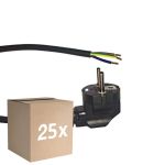 Multipack 25x Noxion Power Cavo di alimentazione Nero - Schuko Europlug + Estremità aperte - 5m - 3 pole 0,75mm2