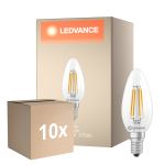 Multipack 10x Ledvance Classic LED E14 Candela Filamento Chiara 3.4W 470lm - 827 Bianco Molto Caldo | Sostitutiva 40W