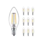 Multipack 10x Philips MASTER Value LED Candela E14 Filamento Chiara 3.4W 470lm - 927 | Miglior resa cromatica - Dimmerabile – Sostitutiva 40W
