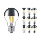 Multipack 10x Philips Classic LED Bulbo E27 Pera Mirror 7.2W 650lm 650lm - 827 Bianco Molto Caldo | Dimmerabile - Sostitutiva 60W