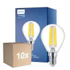 Multipack 10x Philips Master Value LED Lustre E14 Sferica Filamento Chiara 3.4W 470lm - 927 Bianco Molto Caldo | Miglior resa cromatica - Dimmerabile - Sostitutiva 40W