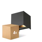 Multipack 4x D'Lite Luce Da Parete Elingen Aluminium Nero Up & Down 4.9W 480lm - 830 Luce Calda -  | IP65