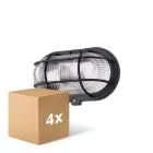 Multipack 4x D'Lite Luce Da Parete Ecco Nero Ovale | IP44 - Adatto per 1x E27