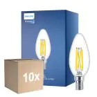 Multipack 10x Philips MASTER LED E14 Candela Filamento Chiara 3.4W 470lm - 922-927 Dim To Warm | Miglior Resa Cromatica - Dimmerabile - Sostitutiva 40W