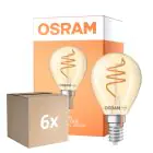 Multipack 6x Osram Vintage 1906 LED Classic Slim E14 Pera Filamento Oro 4.9W 470lm - 922 Bianco Molto Caldo | Miglior Resa Cromatica - Dimmerabile - Sostitutiva 40W