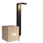 Multipack 3x Nordlux Solar Illuminazione da giardino Rica Il Giro Acciaio Inossidabile Nero 4.5W 400lm - 830 Luce Calda -  | Sensore di Movimento e Luce