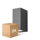 Multipack 2x D'Lite Luce Da Parete Vrebos Aluminium Nero Up & Down | IP54 - Adatto Per 2x GU10