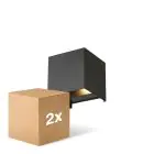 Multipack 2x D'Lite Luce Da Parete Elingen Aluminium Nero Up & Down 4.9W 480lm - 830 Luce Calda -  | IP65